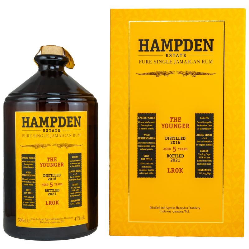 HAMPDEN 2016/2021 LROK - The Younger - 3 Liter Pure Single Jamaican Rum 47,0% Vol.