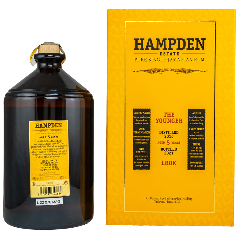 HAMPDEN 2016/2021 LROK - The Younger - 3 Liter Pure Single Jamaican Rum 47,0% Vol.