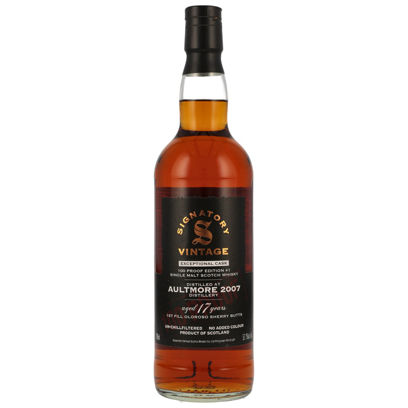 Aultmore 2007 Signatory Vintage Speyside Single Malt Scotch Whisky 100 Proof Exceptional Cask Edition 