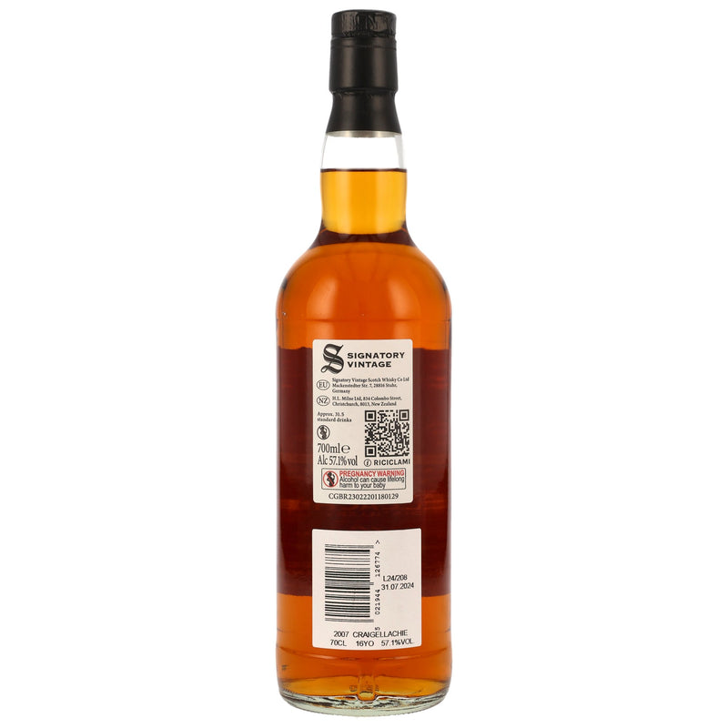 Craigellachie 2007 16 yo Signatory Vintage Highland Single Malt Scotch Whiskey 100 Proof Exceptional Cask Edition 