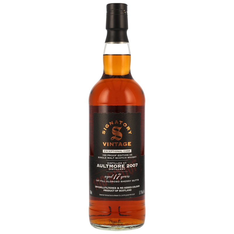 Aultmore 2007 17 y.o. Signatory Vintage Highland Single Malt Scotch Whisky 100 Proof Exceptional Cask Edition 