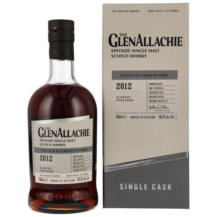 GlenAllachie 2012/2024 – Oloroso Puncheon Speyside Single Malt Scotch Whisky Selected by Billy Walker for Germany 58,3% Vol.