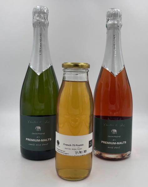 Premium "French 75" Schaf "Champagner-Cocktailset" - 0,75L (12% Vol.) + 0,5L (ca. 20% Vol.)